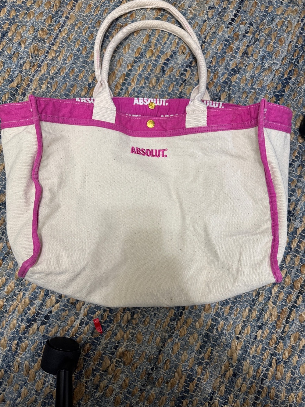 Canvas Tote Bag in Natural with Pink Trim